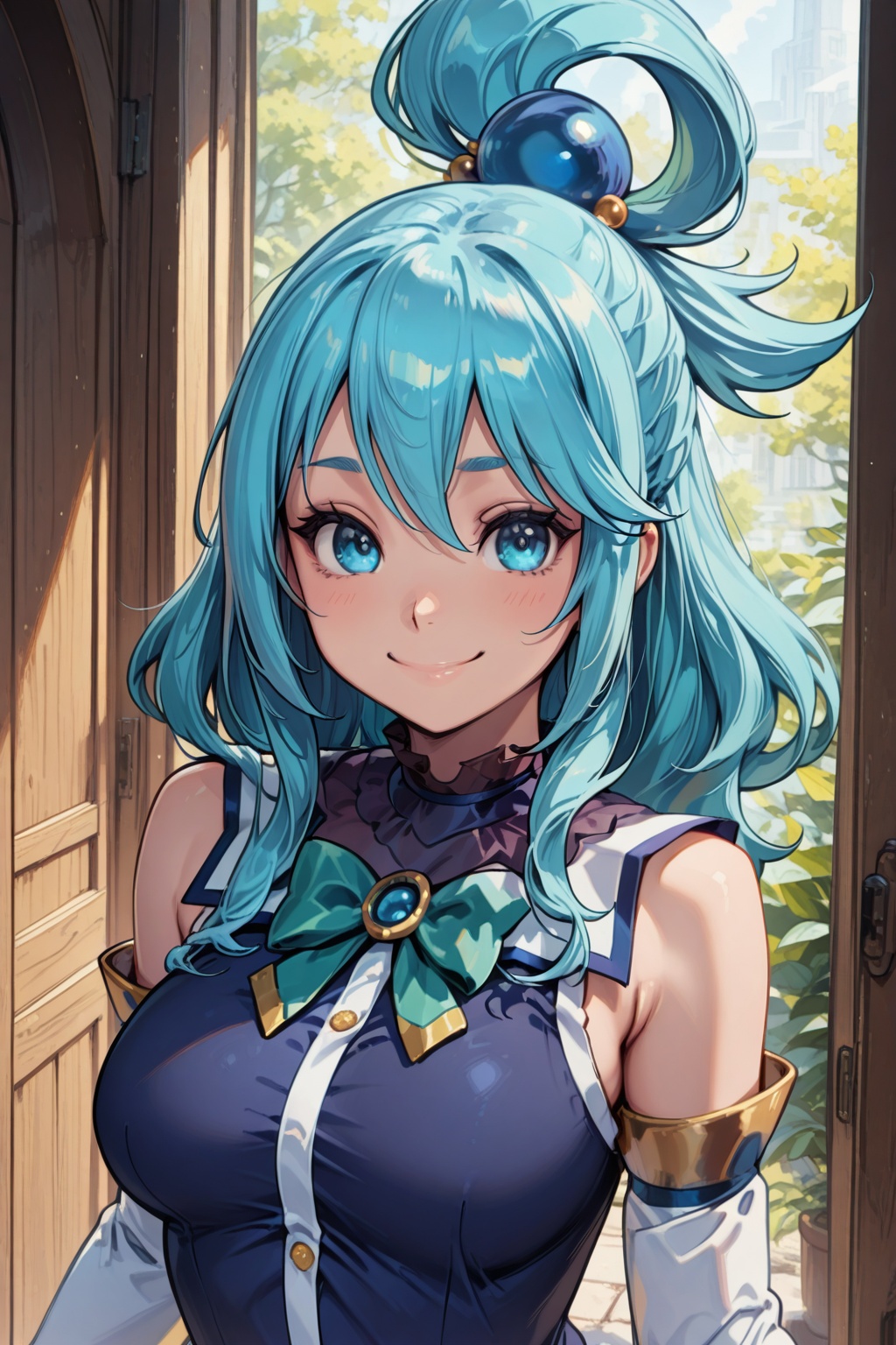 aqua_(konosuba),  cute smile,  1girl on Tensor.Art