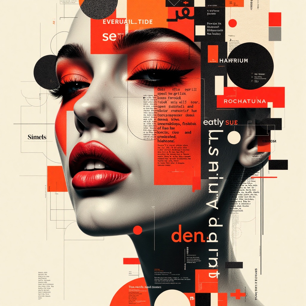 human face,  likely feminine,  overlaid with a mix of geometric shapes on Tensor.Art