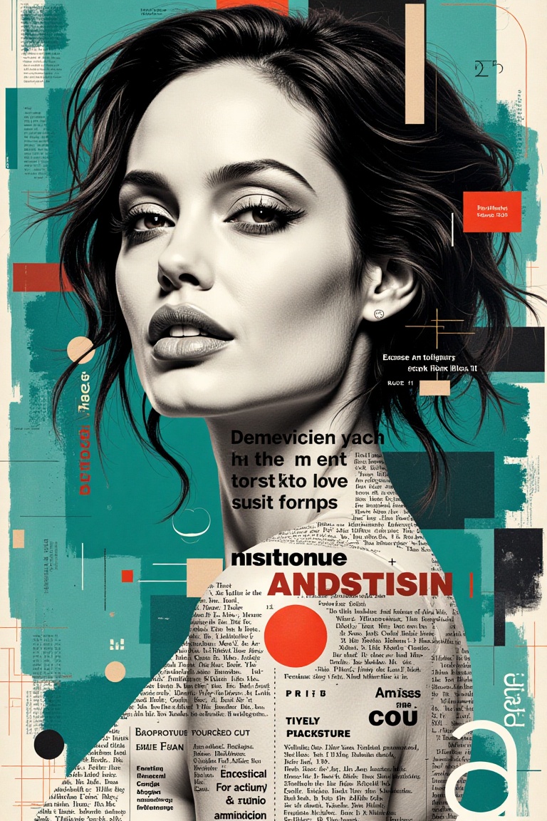 Angelina Jolie poster,  art,  collage on Tensor.Art