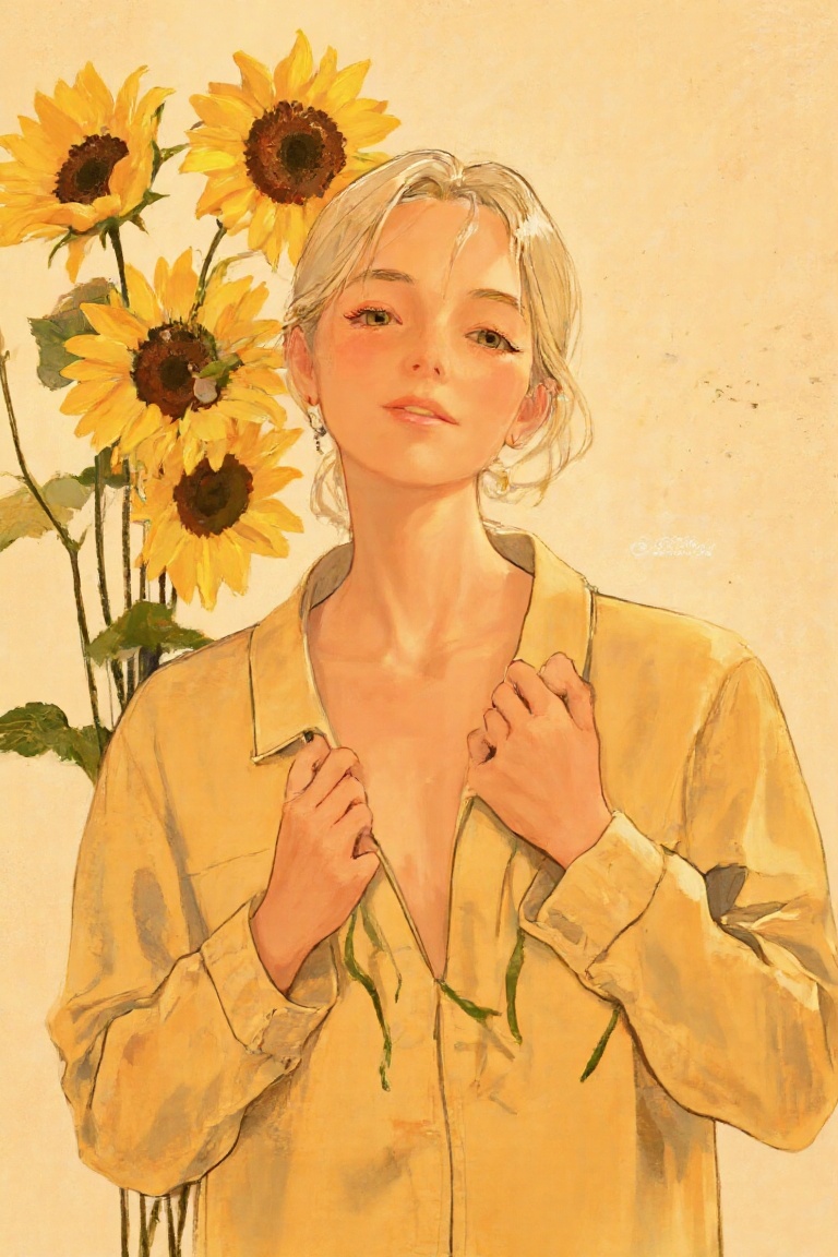 anime_painting portrait of a woman,  dressed in a lightweight jacket,  set against a warm summer backdrop. Soft on Tensor.Art