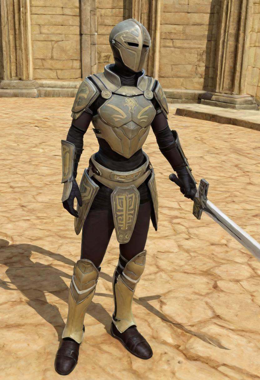 padawan exile armor,  swtor,  weapon on Tensor.Art