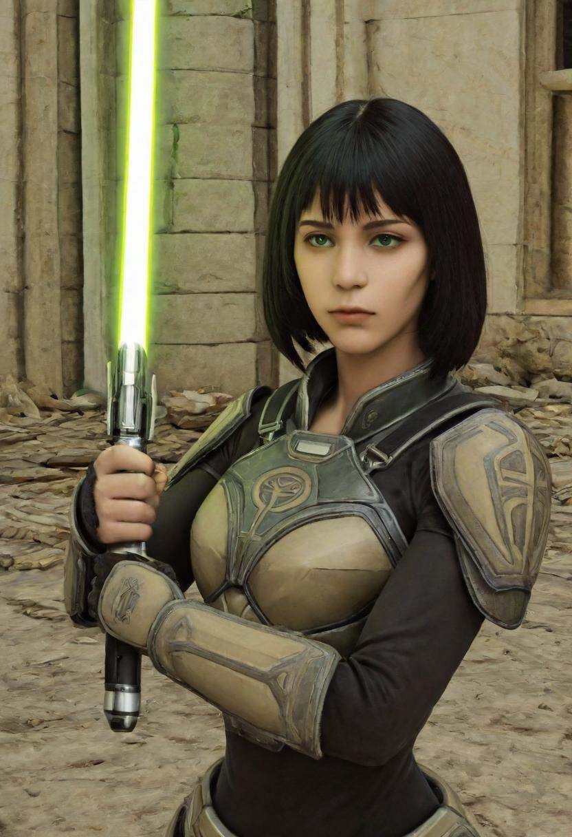padawan exile armor,  swtor,  weapon on Tensor.Art