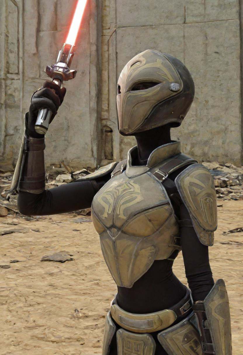 padawan exile armor,  swtor,  weapon on Tensor.Art