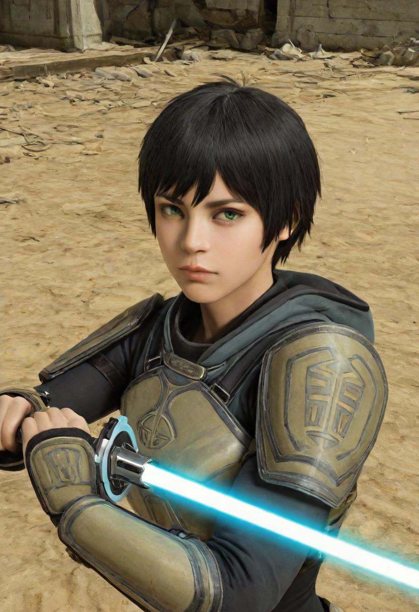padawan exile armor,  swtor,  weapon on Tensor.Art