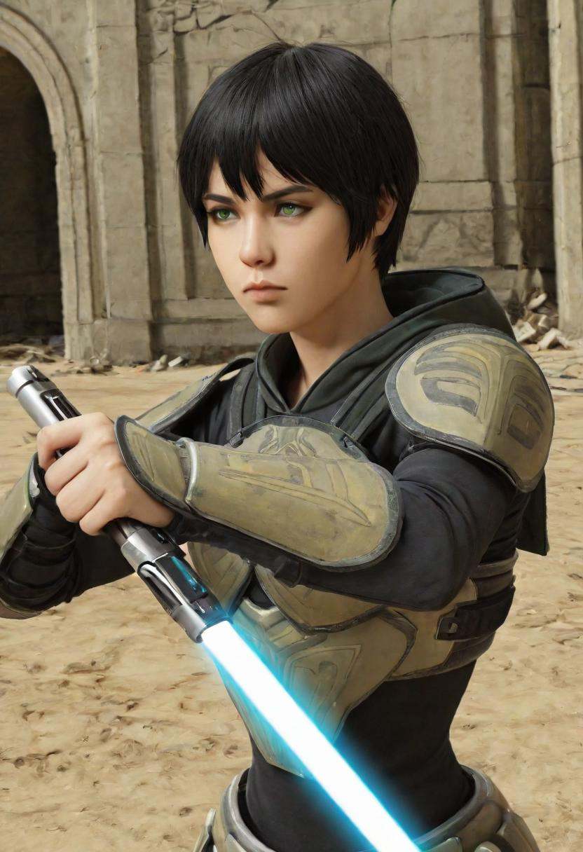 padawan exile armor,  swtor,  weapon on Tensor.Art
