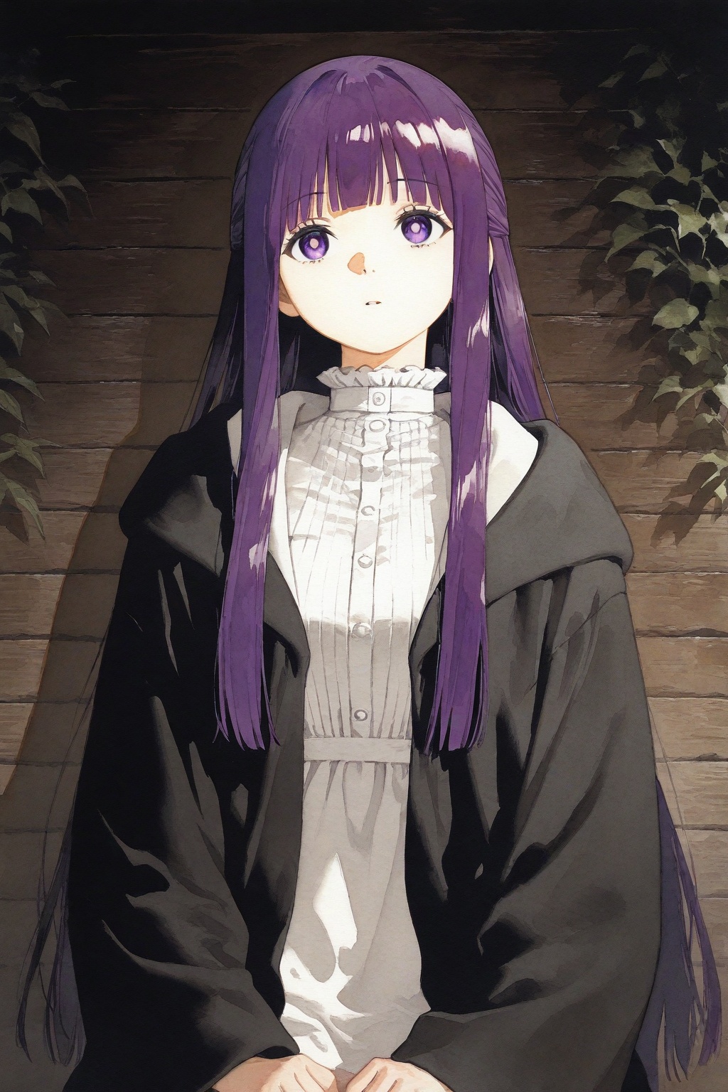 1girl,  fern \(sousou no frieren\),  purple hair on Tensor.Art