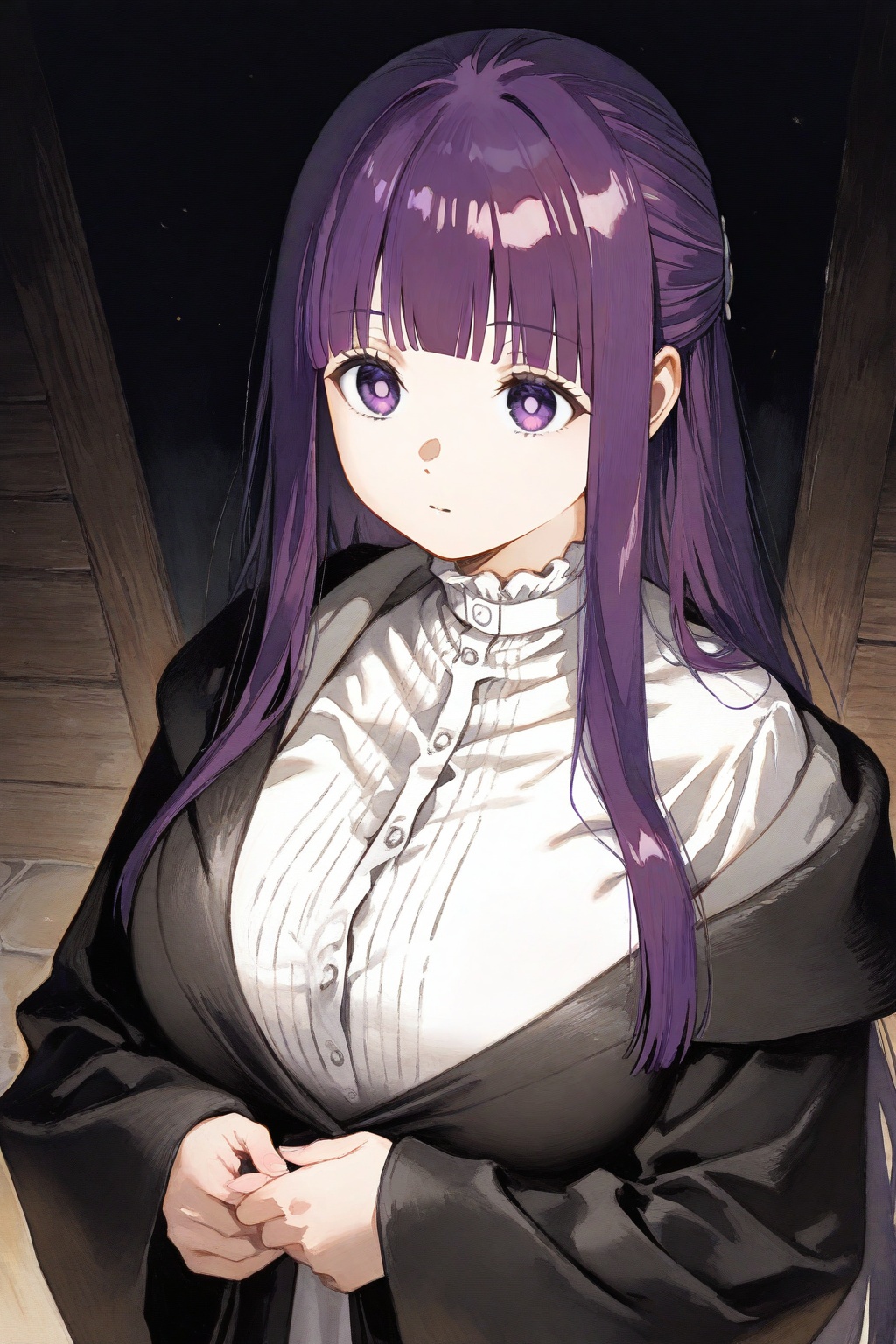 1girl,  fern \(sousou no frieren\),  purple hair on Tensor.Art