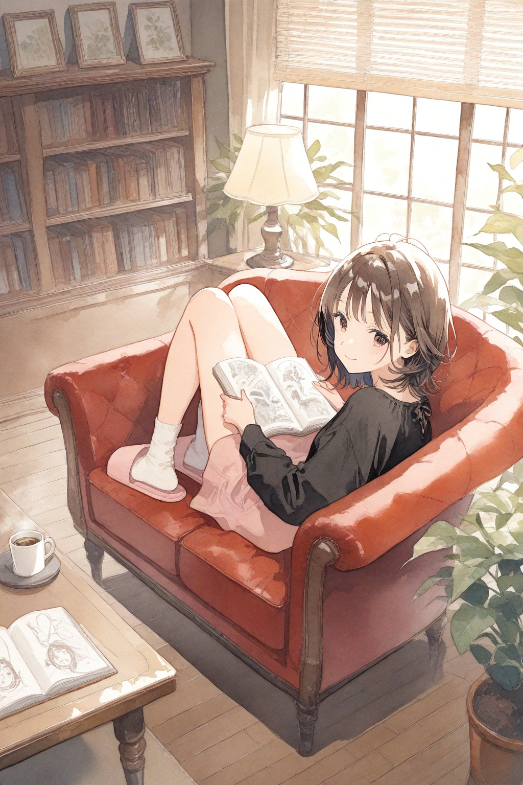 1girl,  indoors,  closed mouth on Tensor.Art