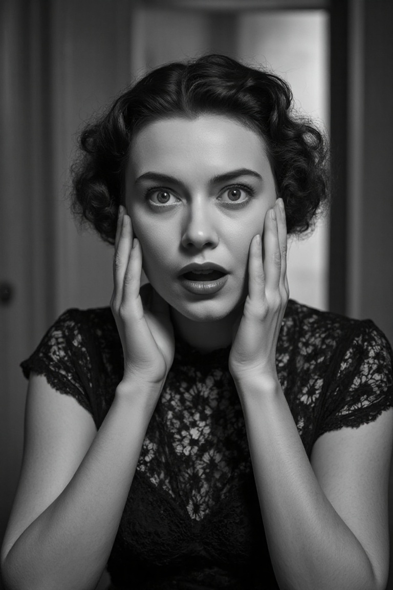 portrait shot of 1930s housewife,  gorgeous face,  petit on Tensor.Art