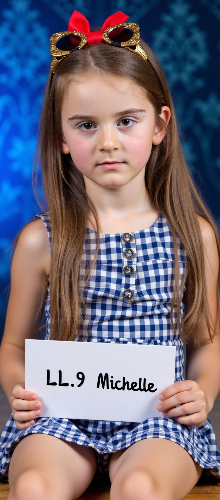 high quality award winning photo of a 6-Year-Old-Girl MichelleDW with flat chest and slim childish body,  ((beautiful face...