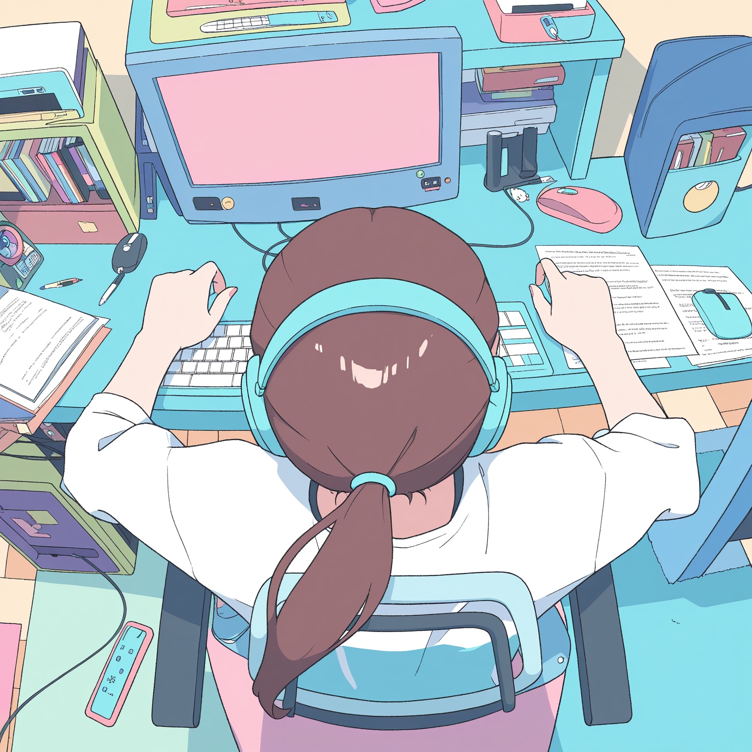 digital art,  anime style,  top-down view on Tensor.Art