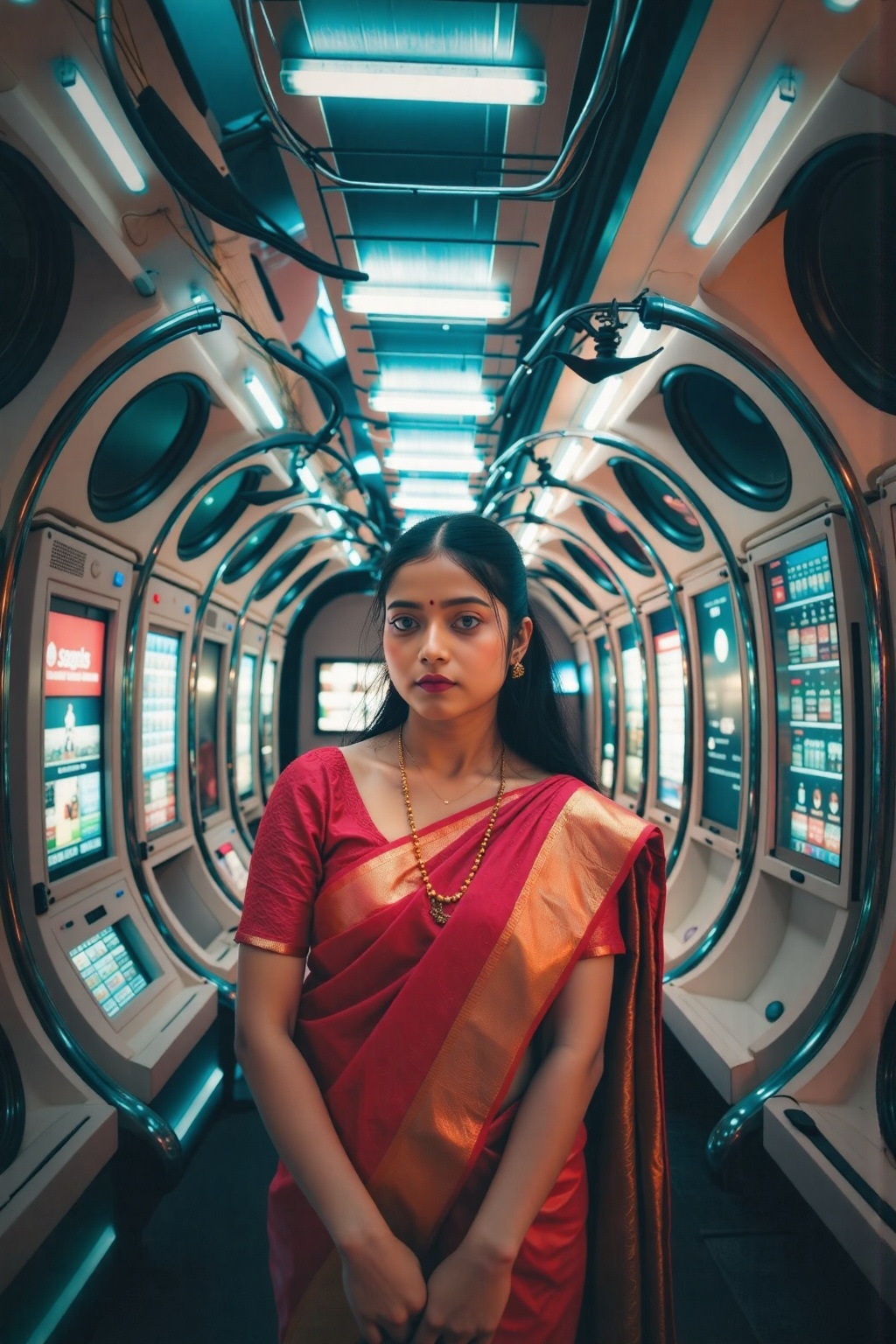 beautiful indian lady in saree,  Cinematic,  Studio quality on Tensor.Art