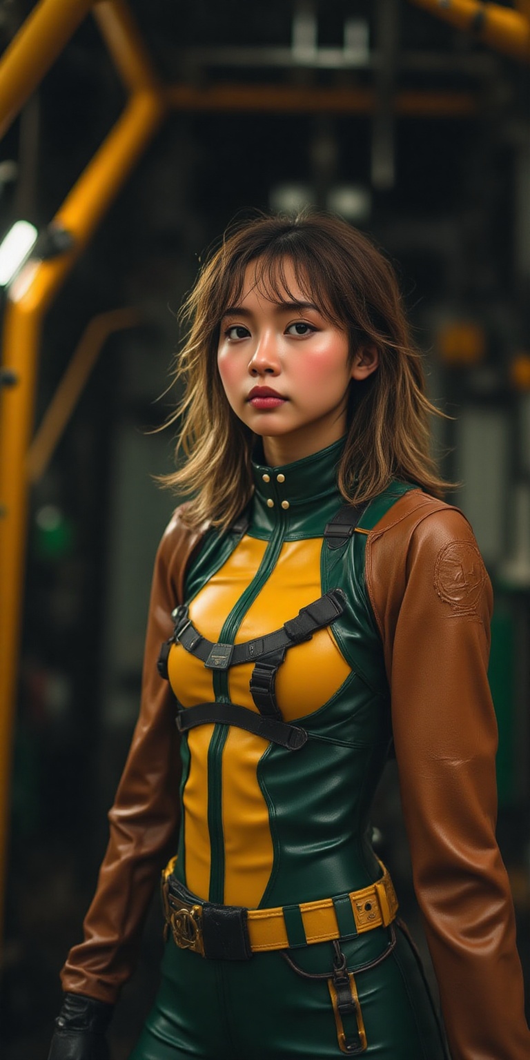 A stunning 8K masterpiece! Rogue,  the character from X-Men serie,  with flawed skin shines brightly under natural light P...