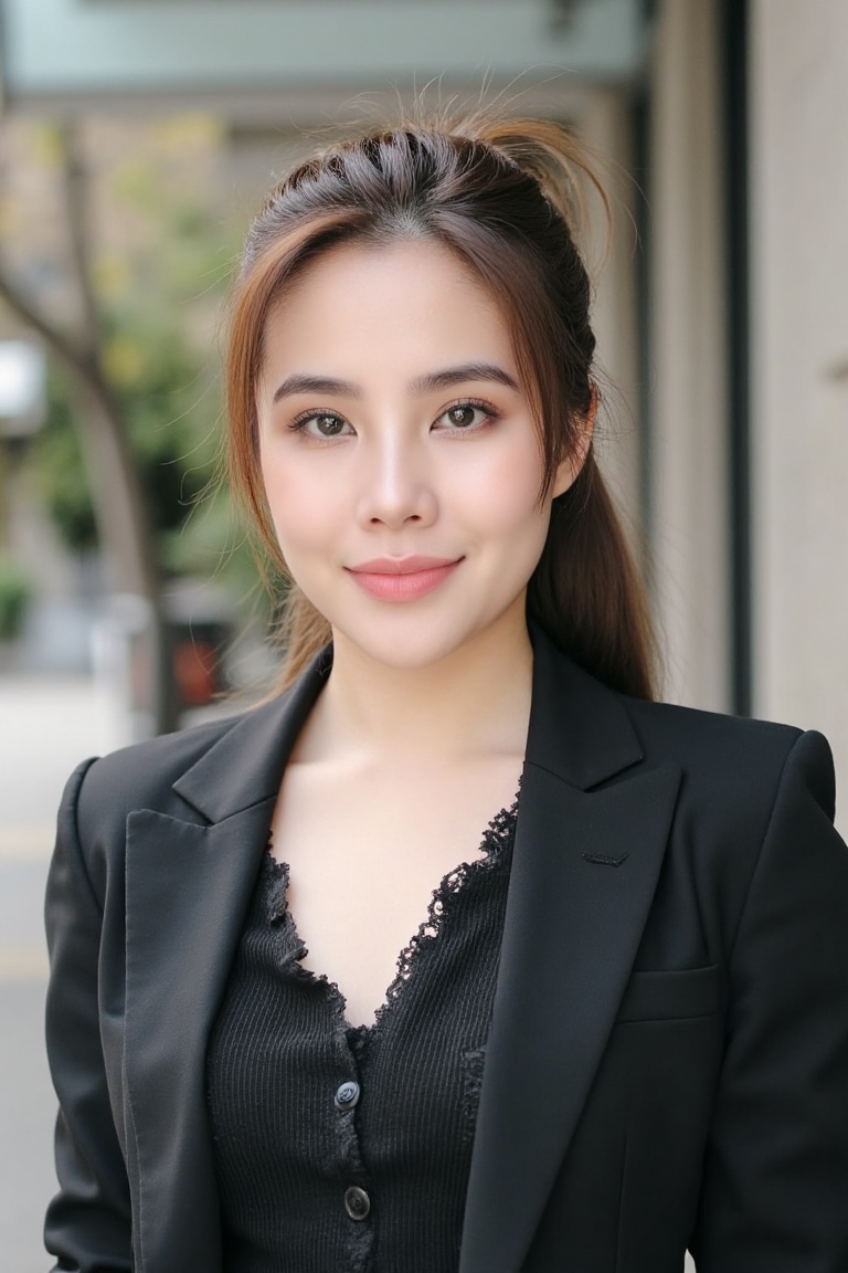 Close up photo of a beauty woman,  looking at viewers,  office official suit wears on Tensor.Art