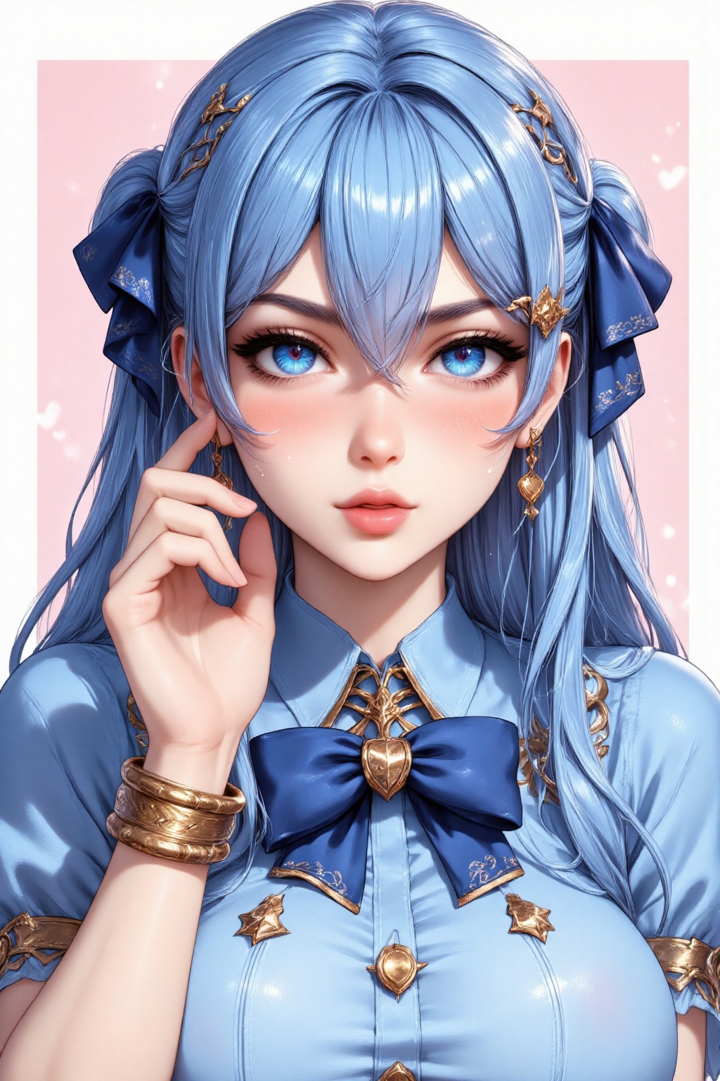blue bow,  1girl,  dress on Tensor.Art