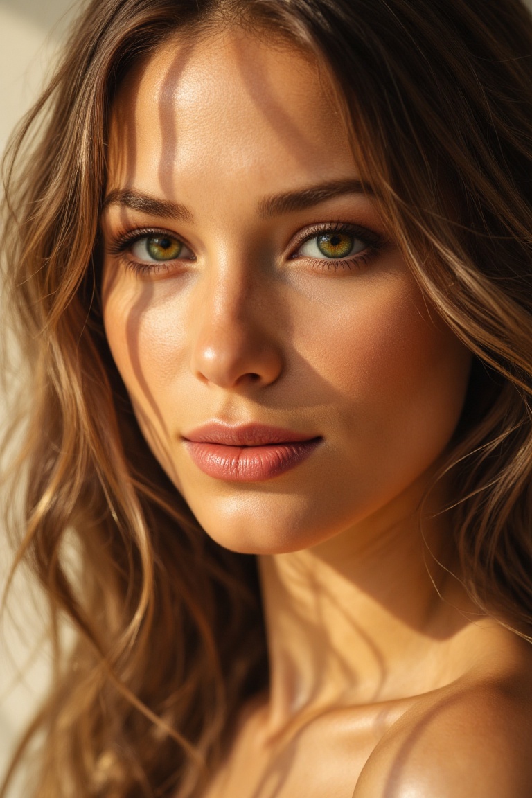 aidmarealisticskin,  Close-up portrait of a woman's face,  bathed in soft on Tensor.Art