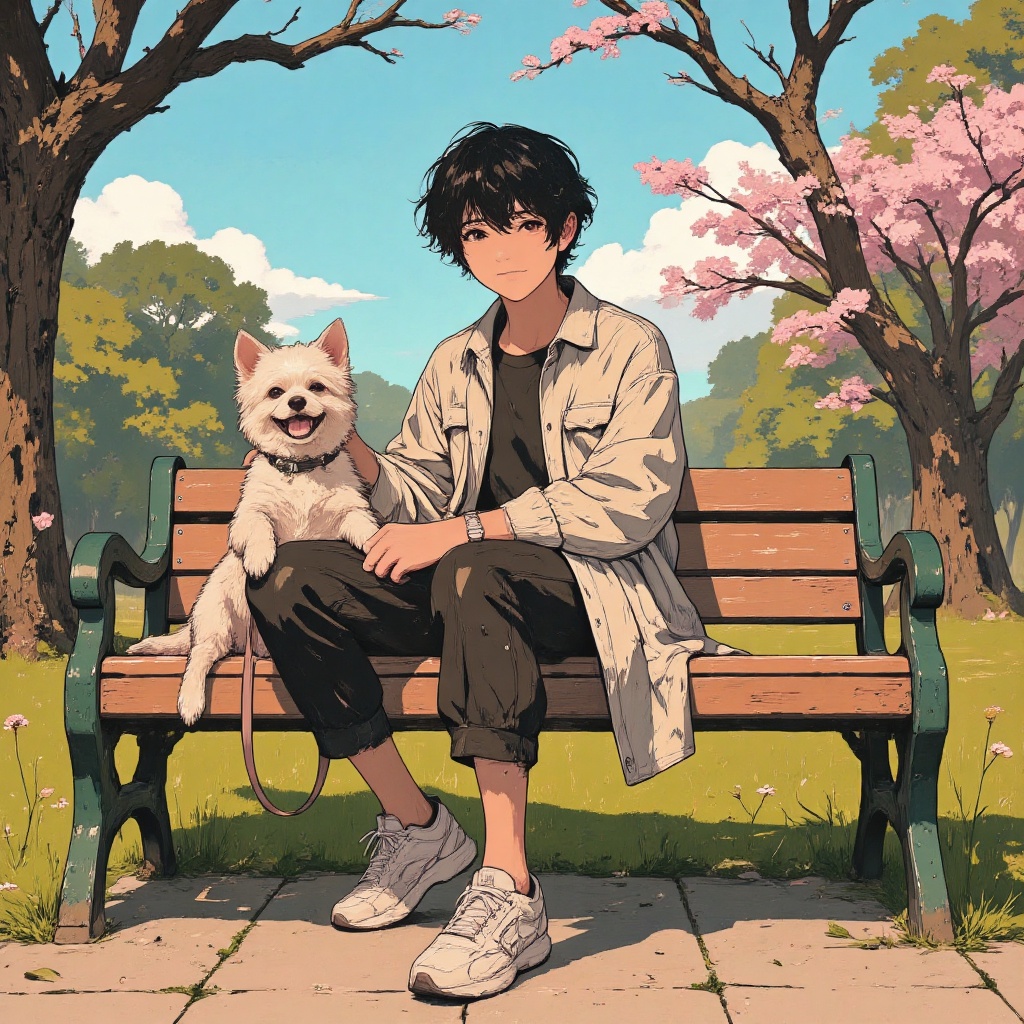"A cheerful anime-style character with short,  tousled hair and bright,  expressive eyes on Tensor.Art