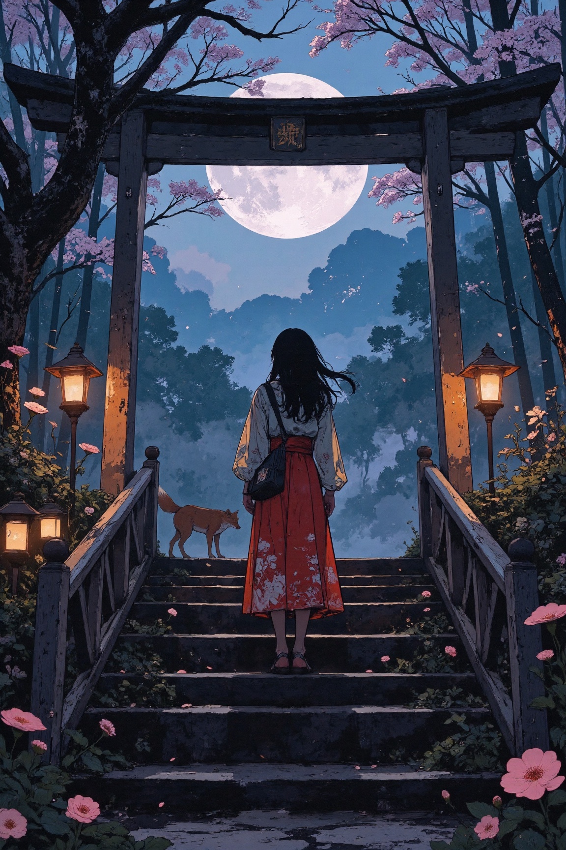 1girl,  stairs,  japanese clothes on Tensor.Art