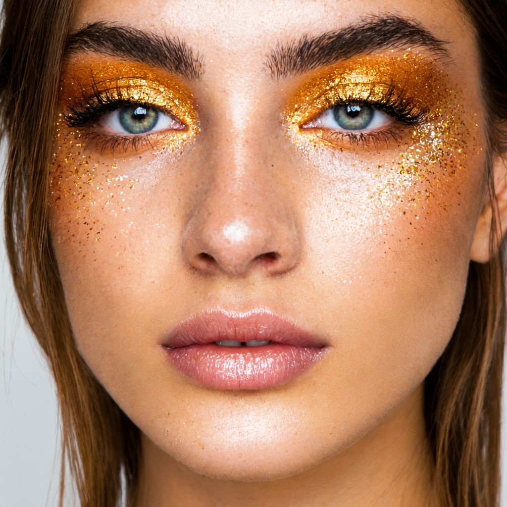 A young woman with striking features. She has porcelain skin with a slight flush and her piercing blue eyes are the focal...