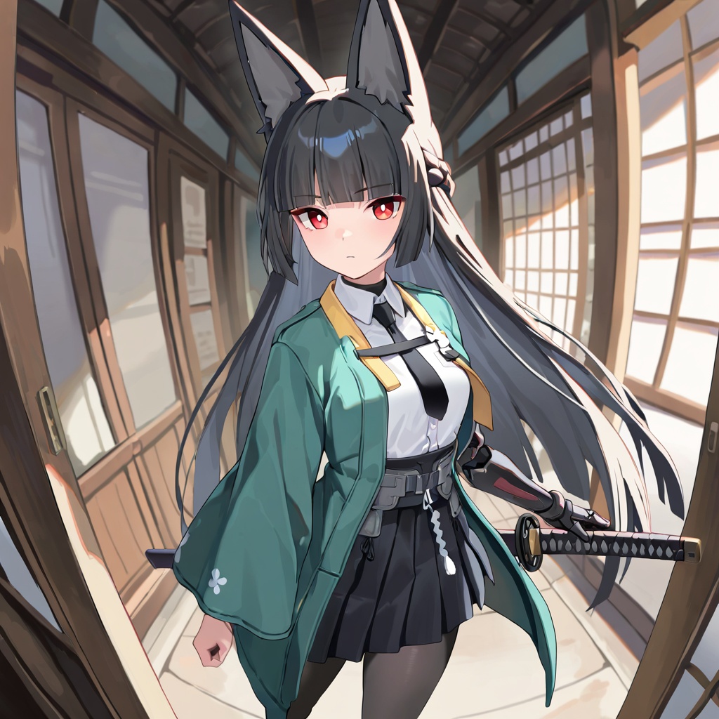 Hoshimi miyabi (zzz),  black hair,  very long hair on Tensor.Art