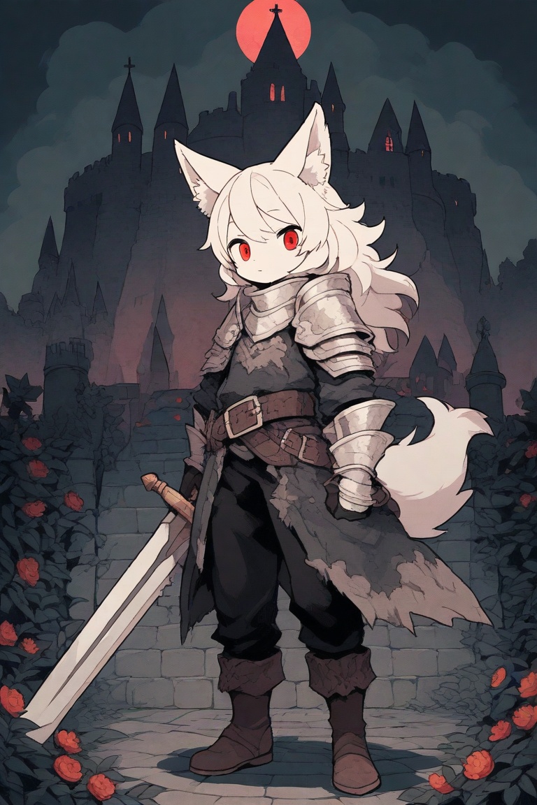 kawaii knight,  animal ears,  weapon on Tensor.Art
