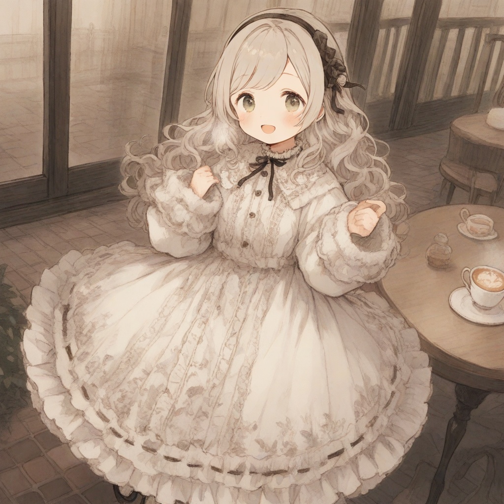 1girl,  coat,  frilled dress on Tensor.Art