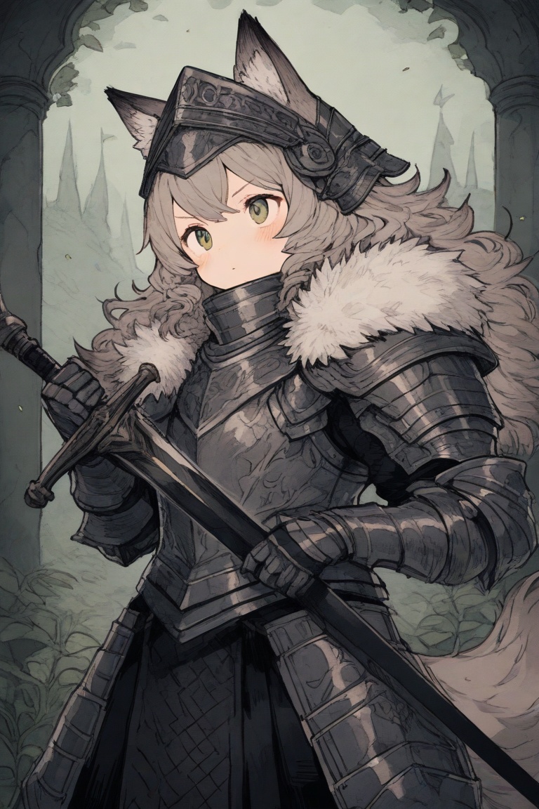 kawaii knight,  1girl,  wolf girl on Tensor.Art