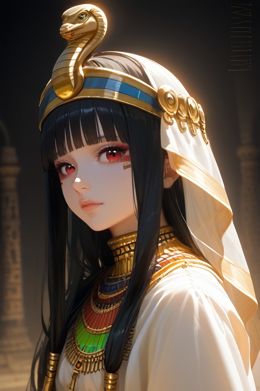 photorealistic portrait of Queen Nefertari,  ancient egyptian beauty standards,  black hair on Tensor.Art