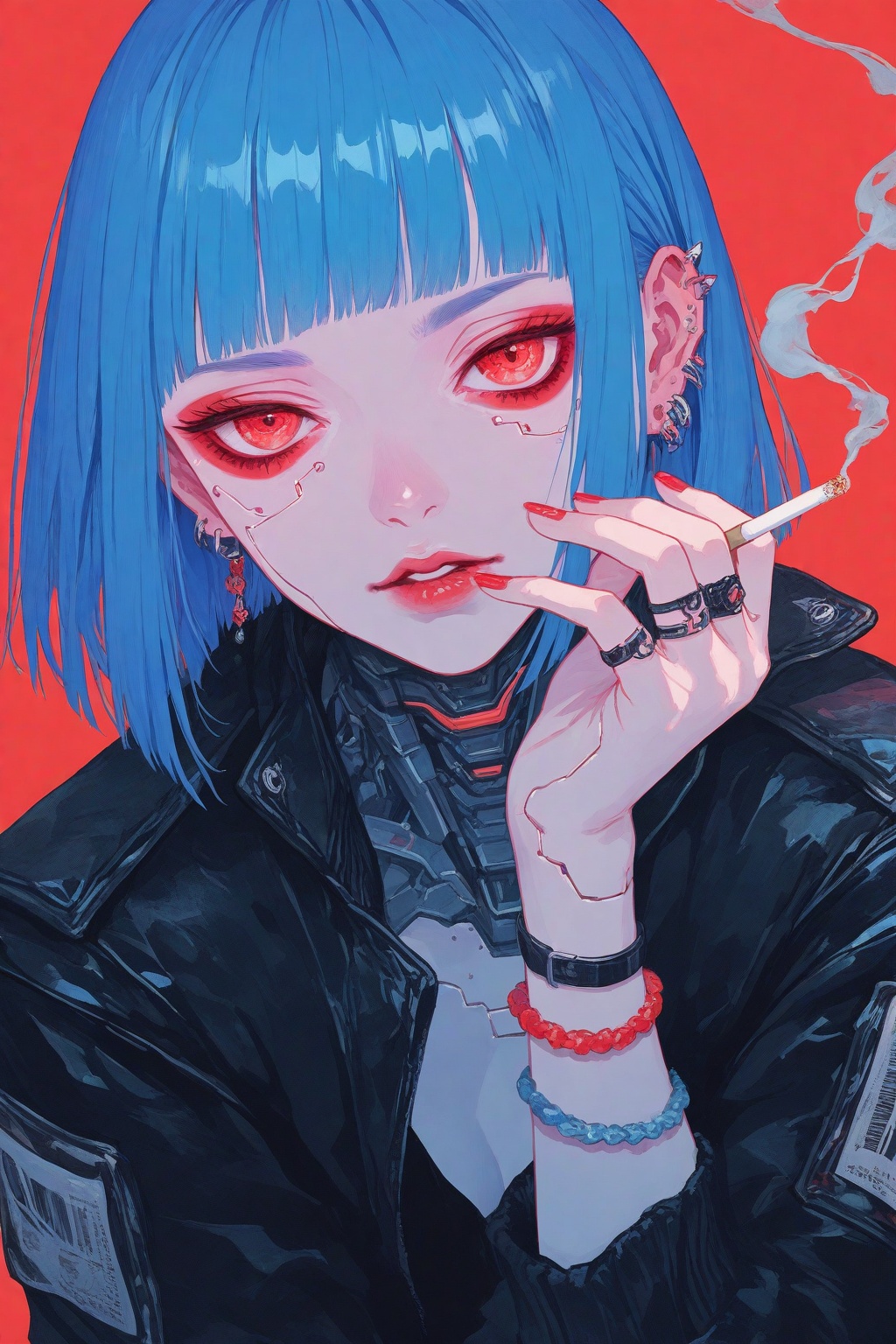 1girl,  jewelry,  red eyes on Tensor.Art