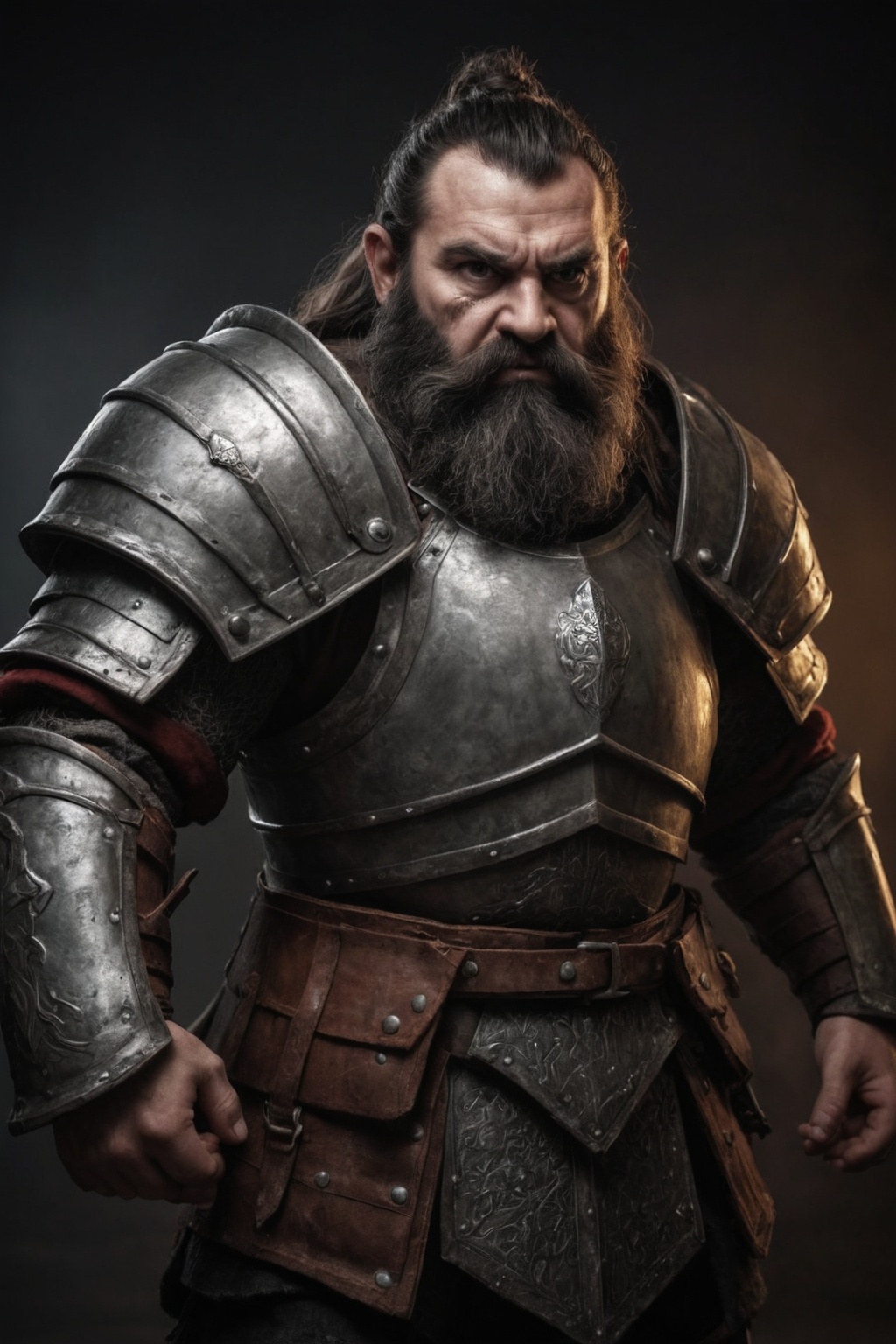 Battle dwarf,  plate armor,  grey face on Tensor.Art