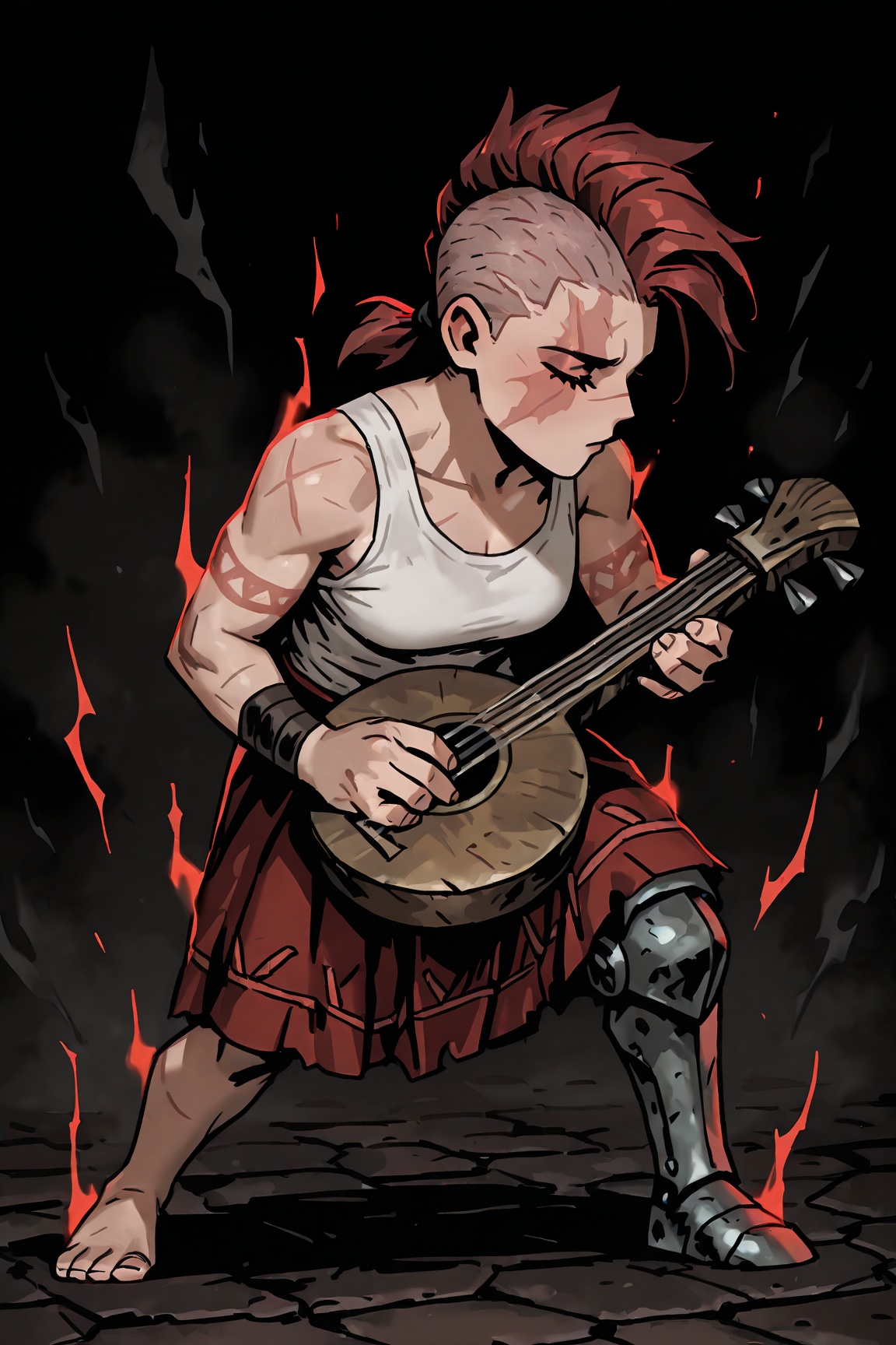 darkest_dungeon,  playing instrument,  short ponytail on Tensor.Art