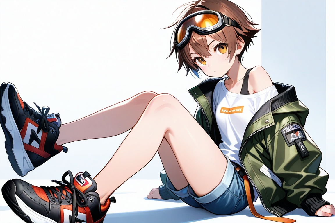 tomboy,  solo,  brown hair on Tensor.Art