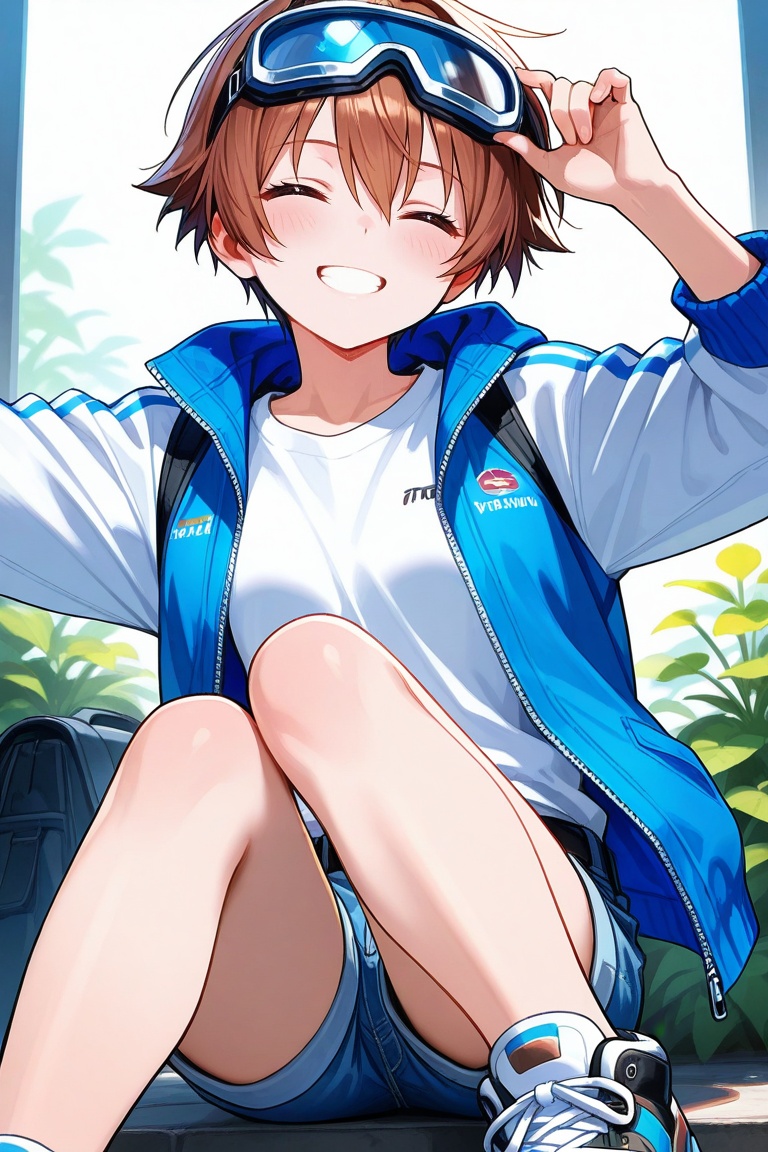 tomboy,  solo,  brown hair on Tensor.Art