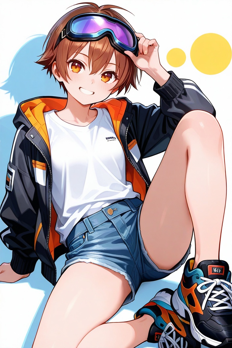 tomboy,  solo,  brown hair on Tensor.Art