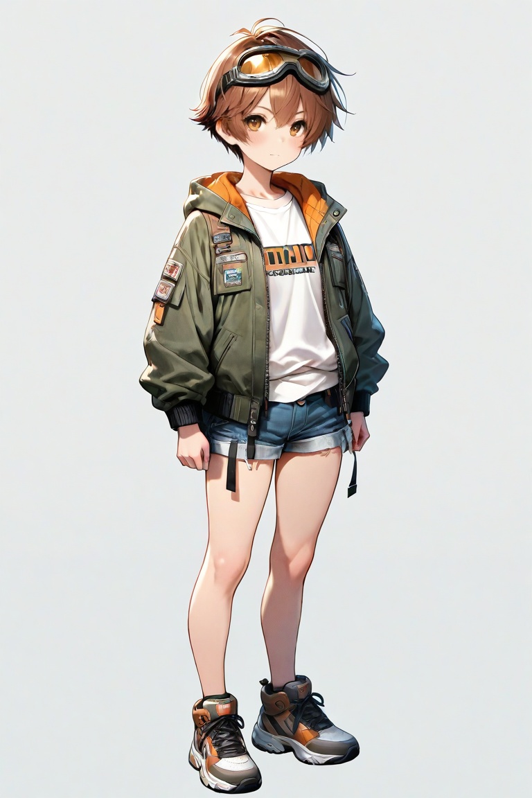 tomboy,  solo,  brown hair on Tensor.Art