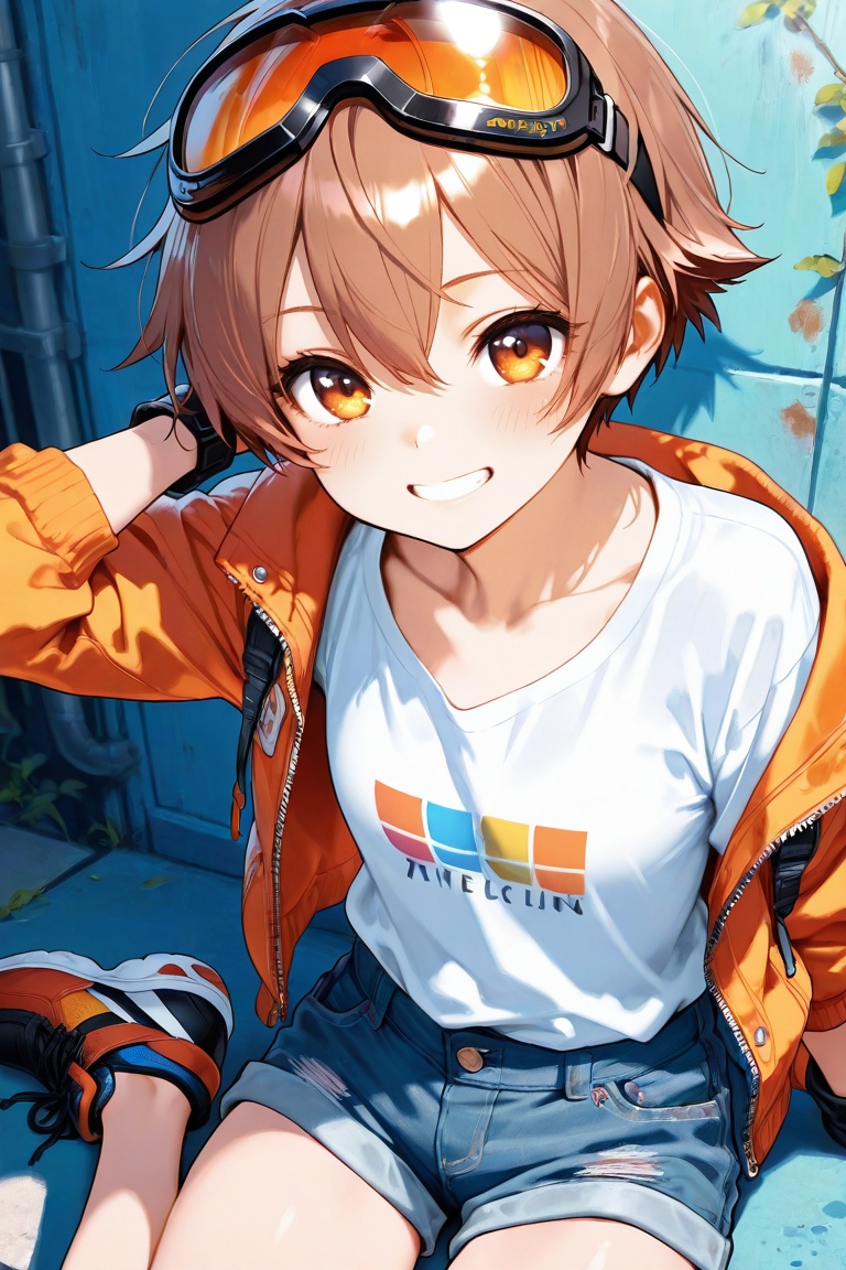tomboy,  solo,  brown hair on Tensor.Art