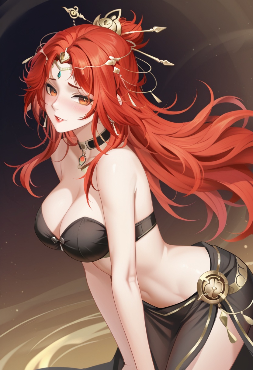 yin su ming,  red long hair,  hair ornament on Tensor.Art