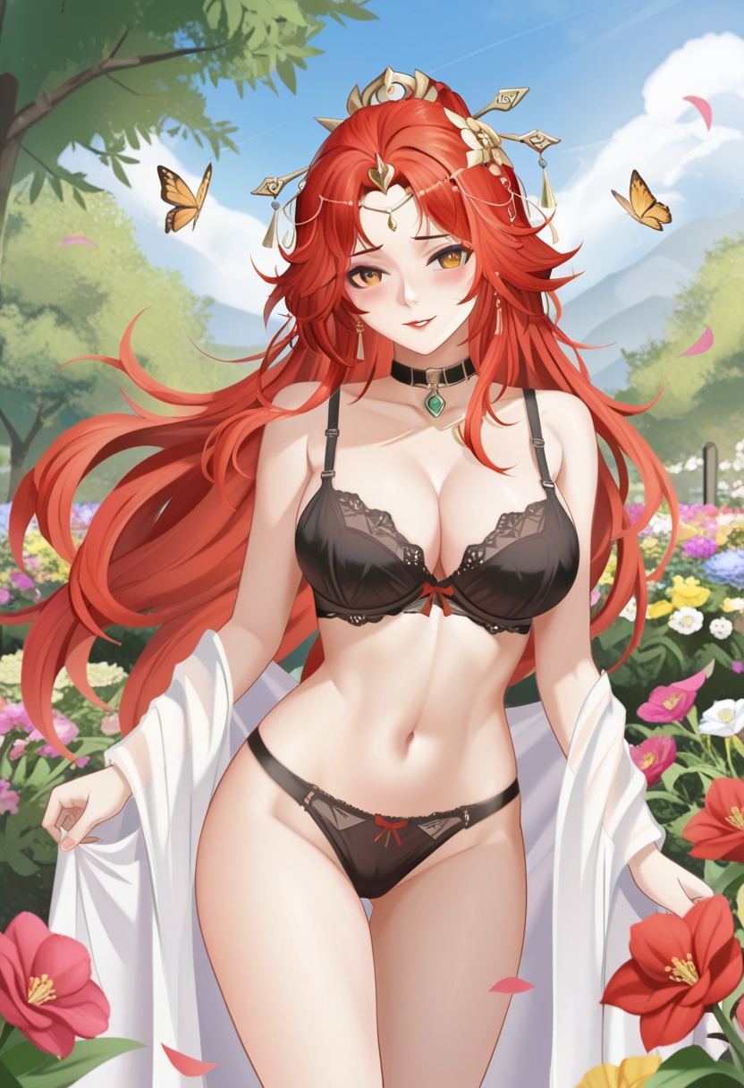 yin su ming,  red long hair,  hair ornament on Tensor.Art