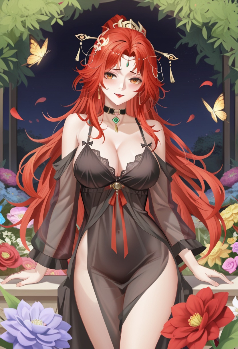 yin su ming,  red long hair,  hair ornament on Tensor.Art