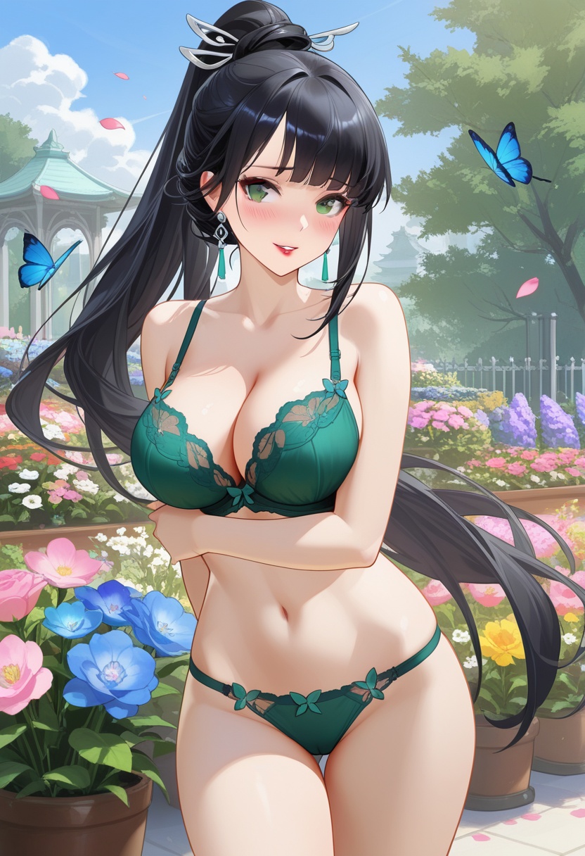yu xiao er,  black long hair,  high ponytail on Tensor.Art