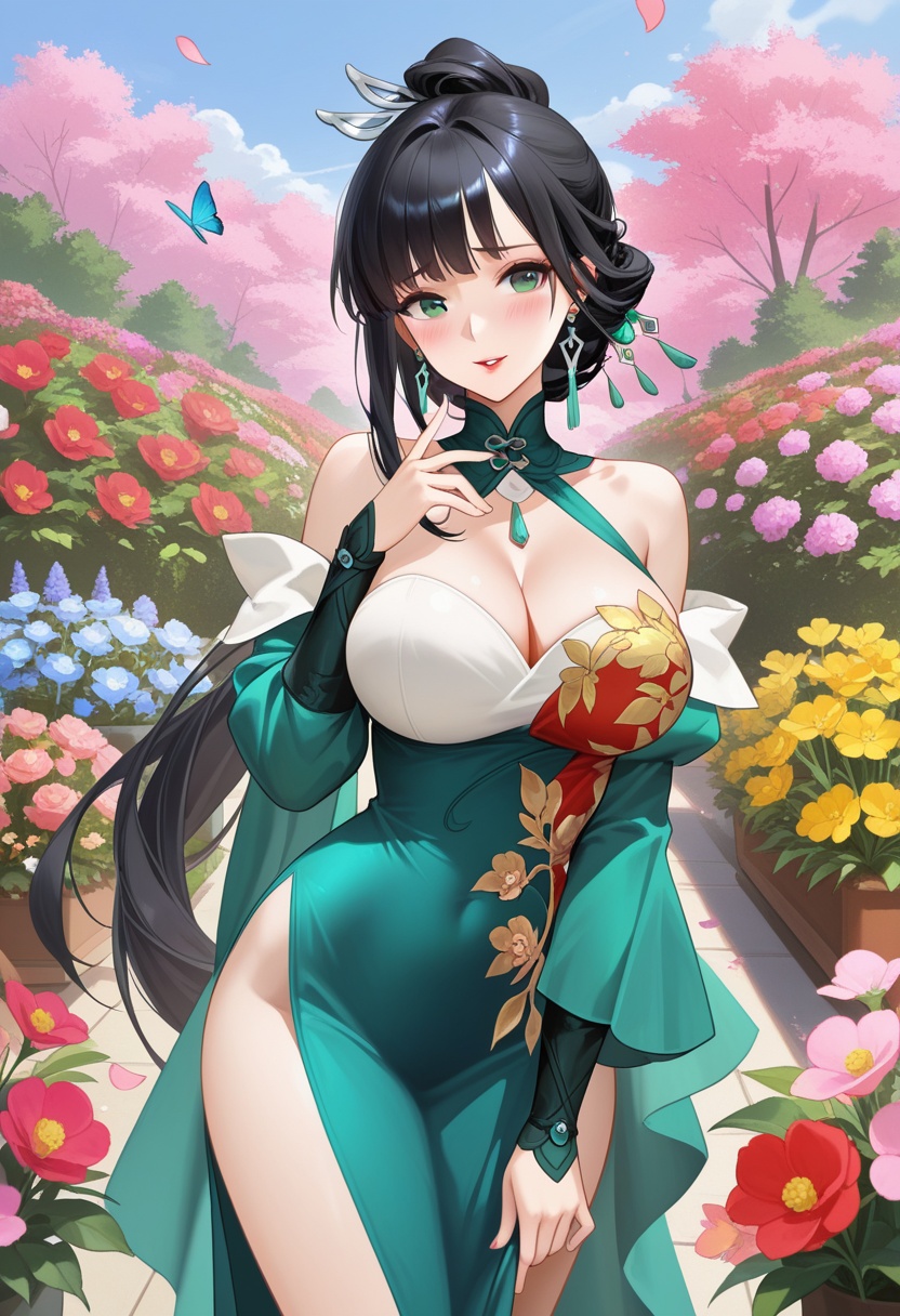 yu xiao er,  black long hair,  high ponytail on Tensor.Art