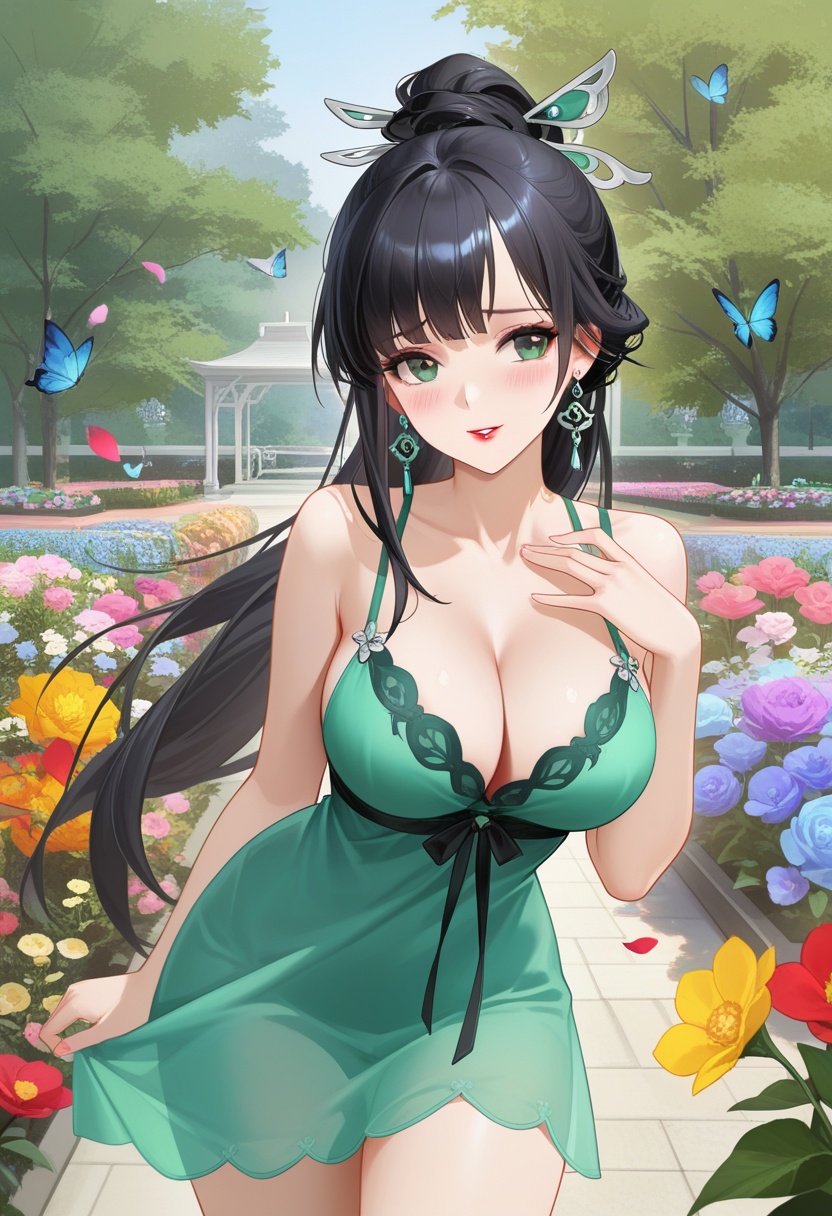 yu xiao er,  black long hair,  high ponytail on Tensor.Art
