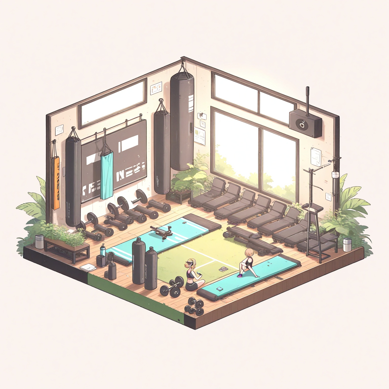 isometric view,  girl with mint-green short hair,  light brown eyes on Tensor.Art
