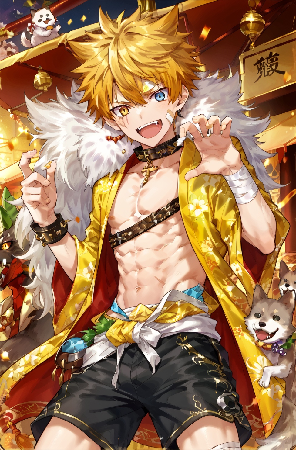 Gay,  yellow yukata,  black shorts on Tensor.Art