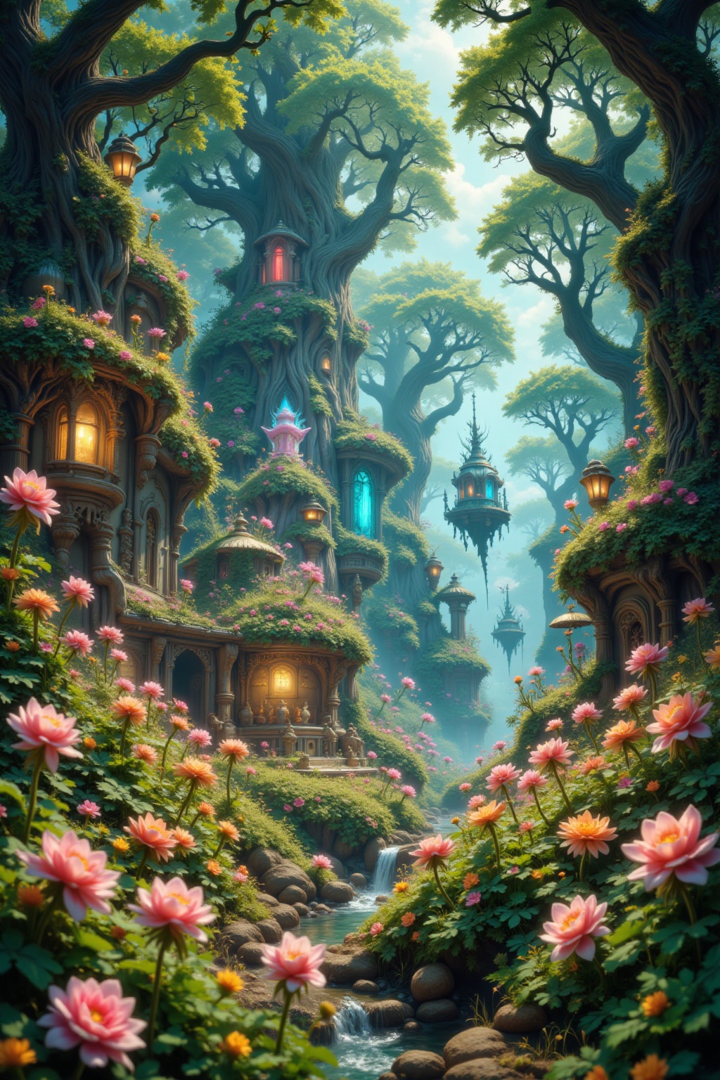utopia world filled with flowers,  main clover,  blooming on Tensor.Art