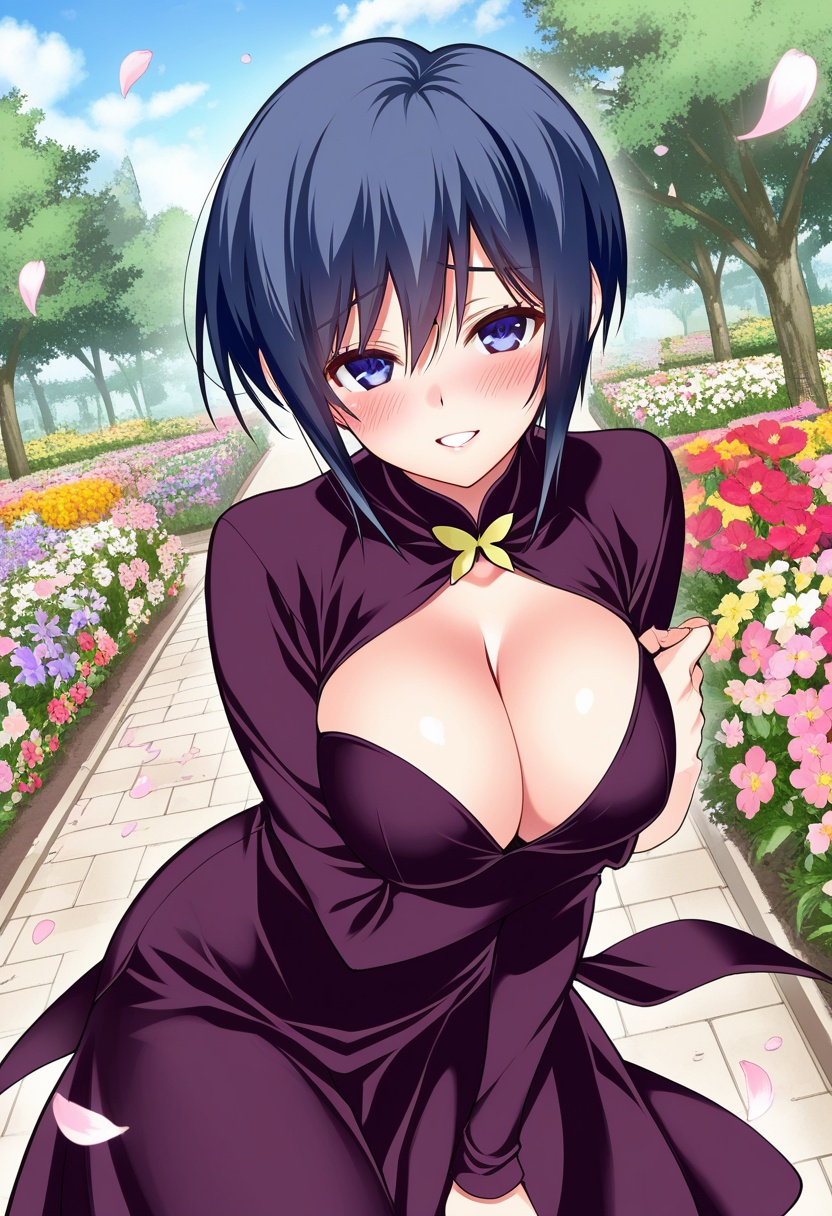 Yumezaki Harumu,  Dark Blue Hair,  Short Bob Haircut on Tensor.Art