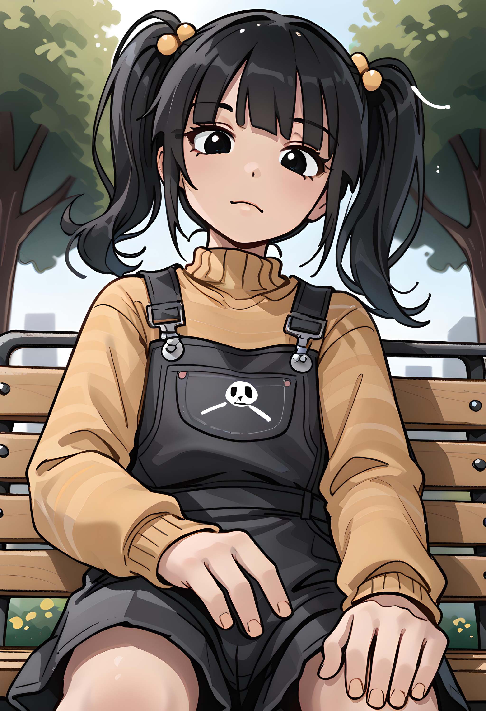 drawing ,  cartoon girl,  overalls 1girl on Tensor.Art