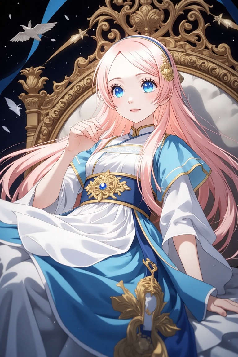Blue eyes,  long hair,  hair ornaments on Tensor.Art