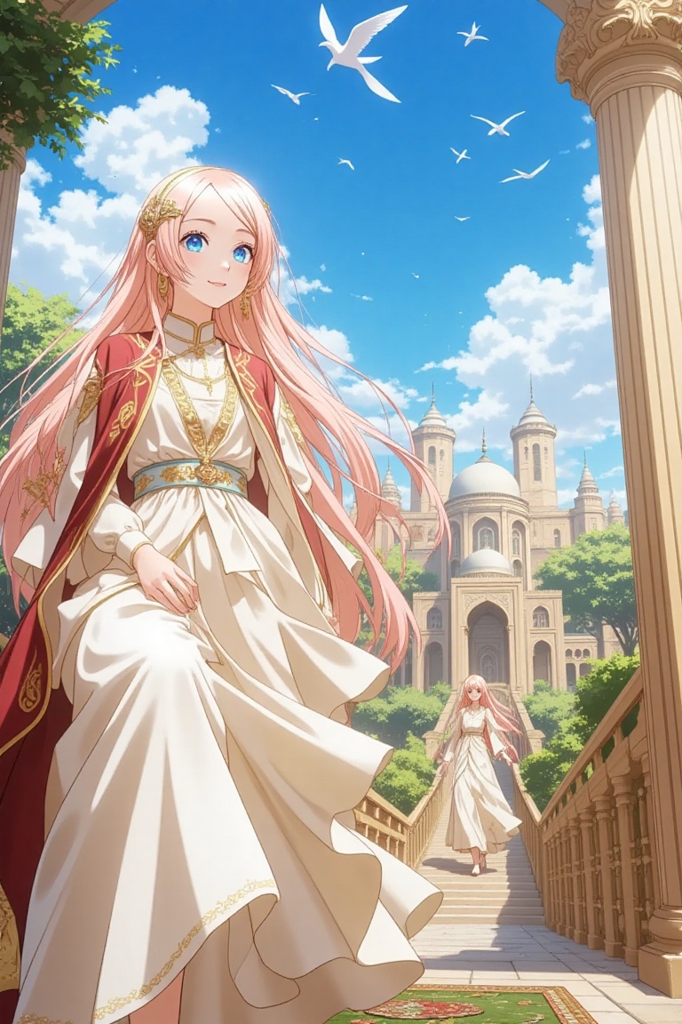 Blue eyes,  long hair,  hair ornaments on Tensor.Art