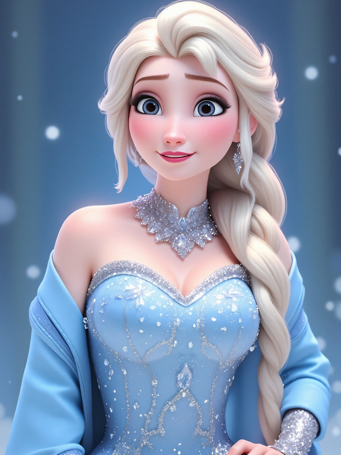 A stunningly detailed and vibrant depiction of a glamorous,  confident woman with icy elegance. She has long,  flowing pla...